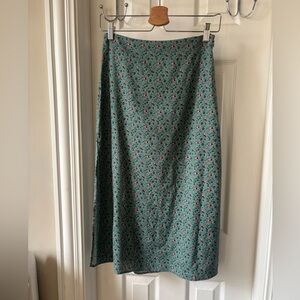 Marine Layer Teal Floral A-Line Skirt